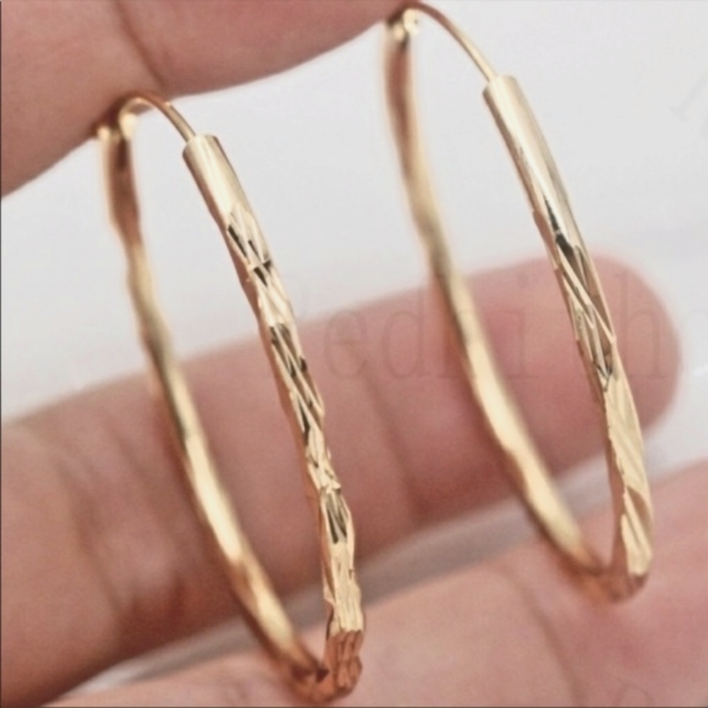 New 18k Gold Hoop Earrings Women's Jewelry A Pair/set Ear Ring